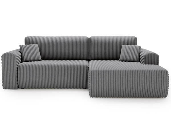 Ecksofa mit Schlaffunktion und Bettkasten Belvio rechts Dunkelgrau