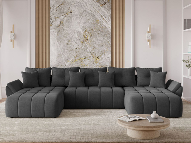 Wohnlandschaft mit Schlaffunktion und Bettkasten Decor U Anthrazit