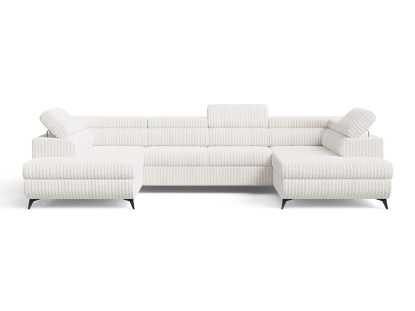 Wohnlandschaft mit Schlaffunktion und Bettkasten Argon Creme