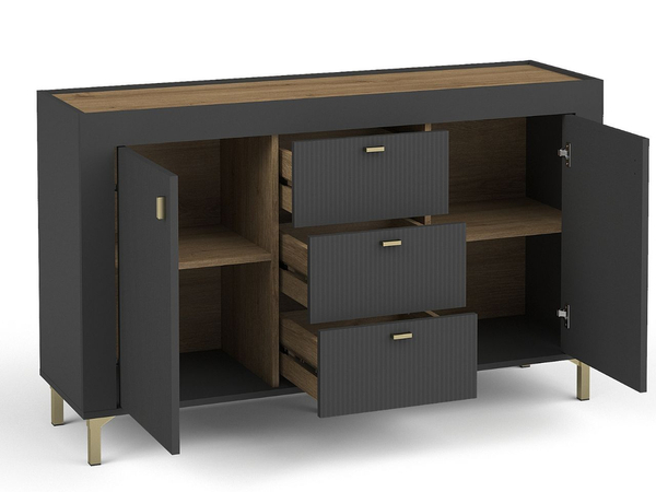 Kommode mit Türen und Schubladen Messina Schwarz