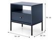Nachttisch mit Schublade auf Schwarz Metallbeinen Amor Marineblau