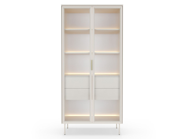 Glasvitrine mit Schubladen und LED-Beleuchtung Lumina Kaschmir