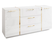 Wohnzimmer-Set mit goldenen Griffen im Glamour-Stil Lunelie Weiß Hochglanz