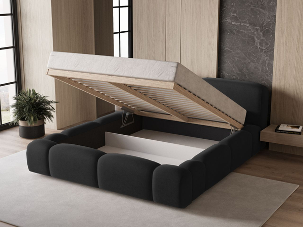 Polsterbett mit Bettkasten und Lattenrost 140x200 Aubi Schwarz