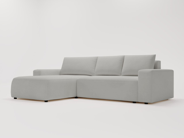 Ecksofa L-Form Links mit Schlaffunktion und Bettkasten Tazones Hellgrau