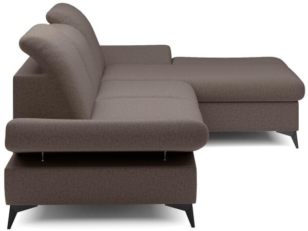 Ecksofa L-Form Rechts mit Schlaffunktion und Bettkasten Hannover Dunkelbraun