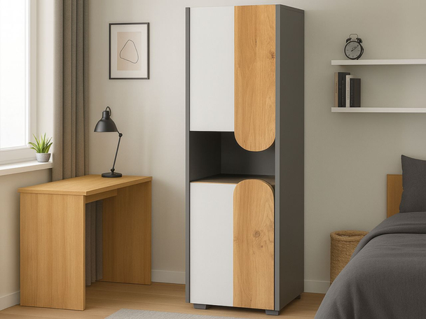 Bücherregal für ein Teenagerzimmer Casa Nash Eiche, Weiß, Grau