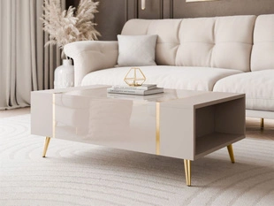 Couchtisch auf goldenen Beinen im Glamour-Stil Lunelie Kaschmir Hochglanz