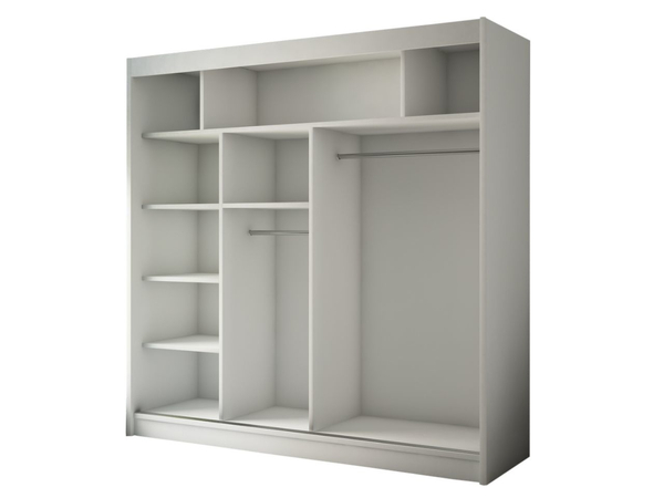 Schiebetürenschrank mit Sprossen 200 cm mit LED-Beleuchtung Ponti Schwarz
