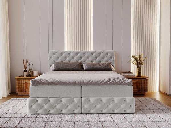 Boxspringbett mit Bettkasten 140x200 Canolo Hellgrau
