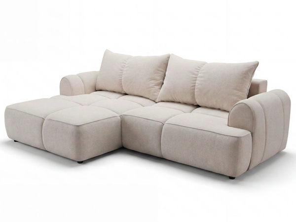 Ecksofa L-Form Links mit Schlaffunktion und Bettkasten Bonno Beige