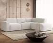 Ecksofa L-Form Rechts Eluno Bouclé-Stoff Weiß 