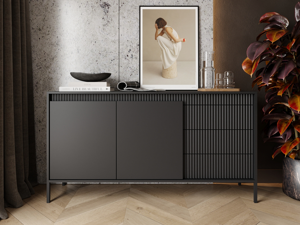 Kommode mit Türen und Schubladen 153 cm Sorano Schwarz