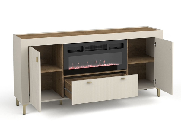 Kommode mit Türen, Schublade und Kamin Messina Kaschmir