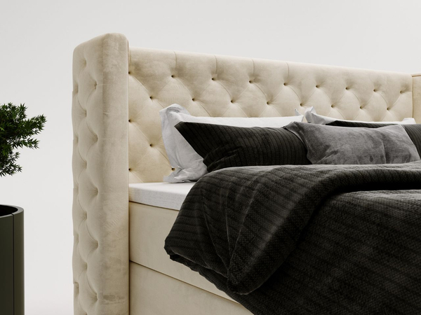 Boxspringbett mit Bettkasten 140x200 Lion Creme