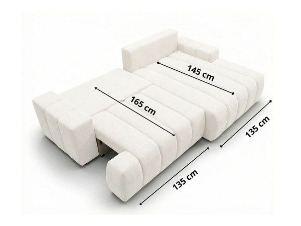 Ecksofa L-Form Links mit Schlaffunktion und Bettkasten Caleo Beige
