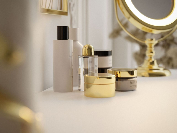 Konsolentisch mit Schubladen und goldenen Beinen Olivine Weiß Hochglanz