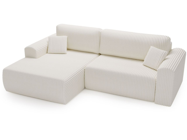 Ecksofa mit Schlaffunktion und Bettkasten Belvio links Creme