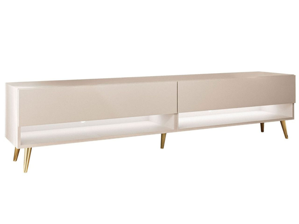 TV-Schrank für das Wohnzimmer 180 cm mit goldenen Metallbeinen und LED-Beleuchtung Aurelie Kaschmir matt