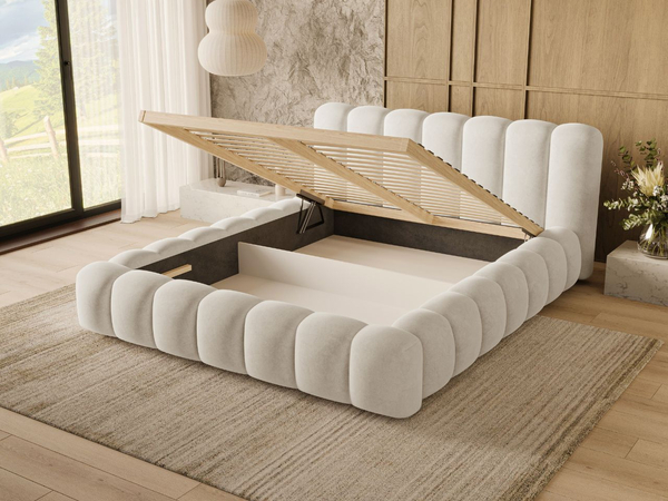 Polsterbett mit Bettkasten und Lattenrost 140x200 Averia Beige