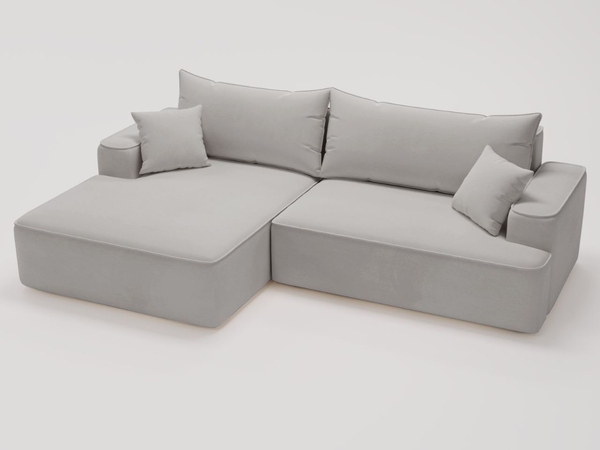 Ecksofa L-Form Links mit Schlaffunktion und Bettkasten California Hellgrau