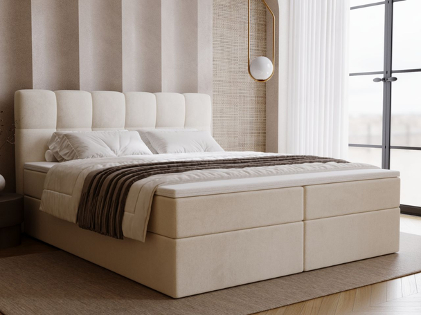Boxspringbett mit Bettkasten 200x200 Maison Beige