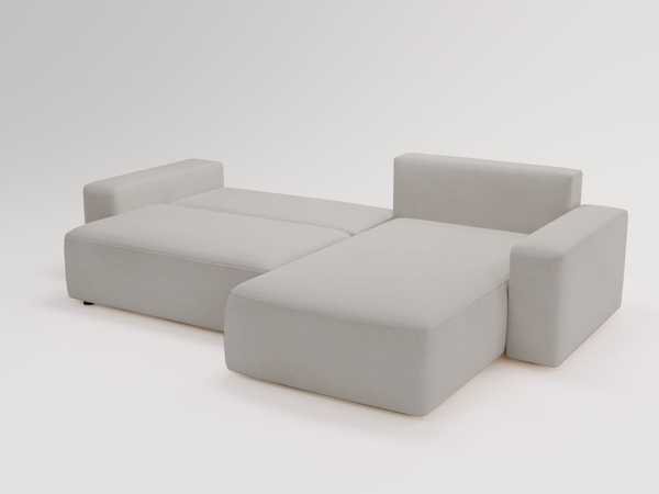 Ecksofa L-Form Rechts mit Schlaffunktion und Bettkasten Tazones Hellgrau