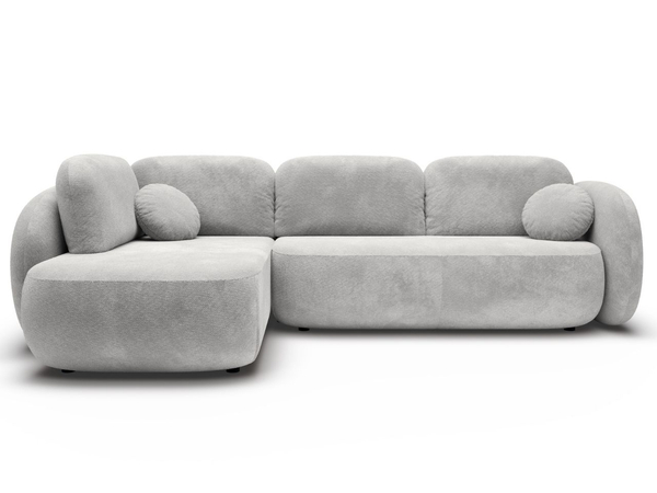 Ecksofa mit Schlaffunktion und Bettkasten Links Carino Hellgrau