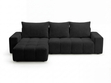 Ecksofa L-Form mit Schlaffunktion und Bettkasten Bresso Schwarz