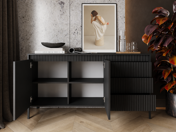 Kommode mit Türen und Schubladen 153 cm Sorano Schwarz