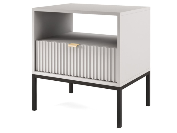 Nachtschrank mit Schublade Amber Grau, Schwarz Frame