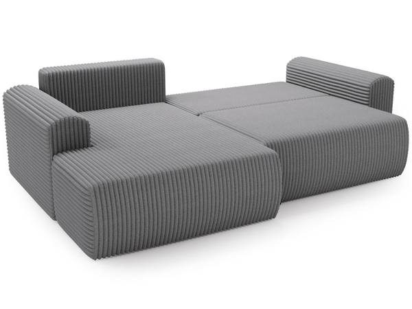 Ecksofa mit Schlaffunktion und Bettkasten Belvio links Dunkelgrau