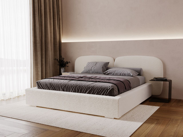 Polsterbett mit Bettkasten und Lattenrost 140x200 Palermo Creme