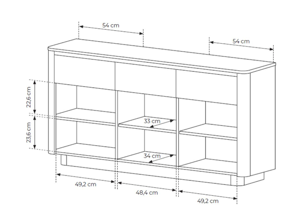 Kommode mit Türen und Schubladen 160 cm Fascino Eiche Cremona, Schwarz