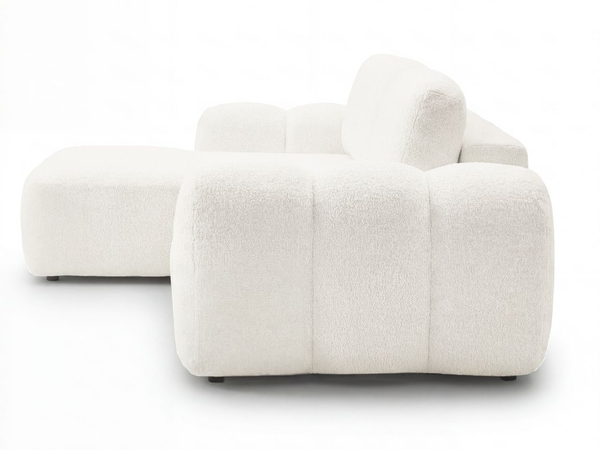 Ecksofa L-Form mit Schlaffunktion und Bettkasten Avelin Links Creme
