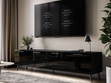 TV-Lowboard mit Türen und LED-Beleuchtung auf Schwarzen Metallbeinen 200 cm Noaé Schwarz Hochglanz
