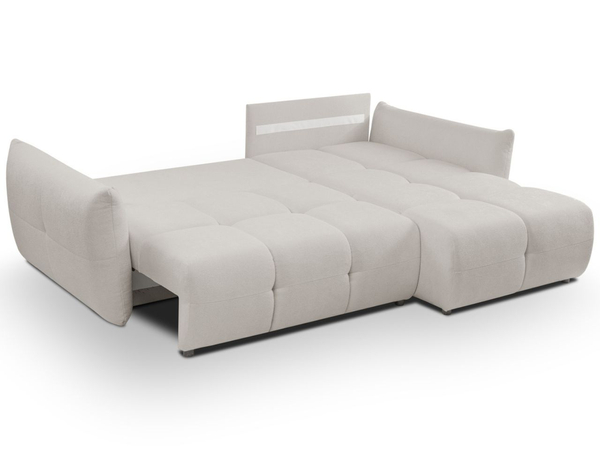 Ecksofa L-Form mit Schlaffunktion und Bettkasten Bene Hellgrau