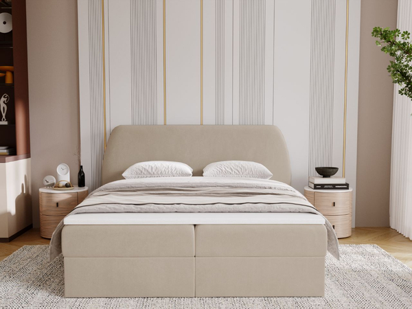 Boxspringbett mit Bettkasten 180x200 Bogota Beige