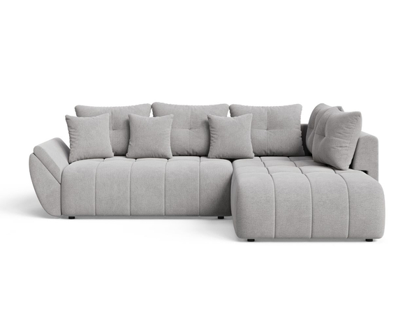 Ecksofa L-Form mit Schlaffunktion und Bettkasten Genoa Hellgrau