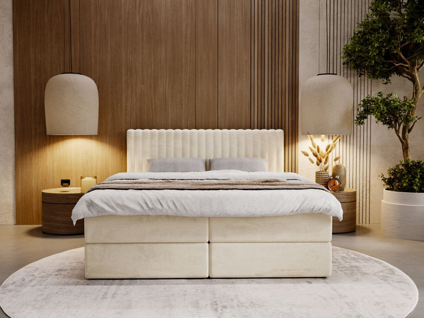 Boxspringbett mit Bettkasten 160x200 Marbella Beige