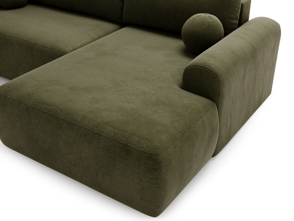 Ecksofa L-Form mit Schlaffunktion und Bettkasten Savana Rechts Grün