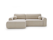 Ecksofa L-Form mit Schlaffunktion und Bettkasten Savana Links Bouclé-Stoff Creme