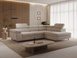 Ecksofa L-Form mit Schlaffunktion und Bettkasten Argon Rechts Beige