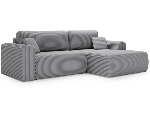Ecksofa mit Schlaffunktion und Bettkasten Belvio rechts Hellgrau