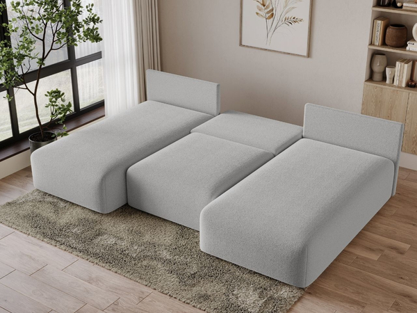 Ecksofa U mit Schlaffunktion und Bettkasten Ronni Grau