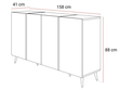 Viertürige Kommode 158 cm Glamour-Stil auf goldfarbenen Metallbeinen Lunelie Kaschmirglanz