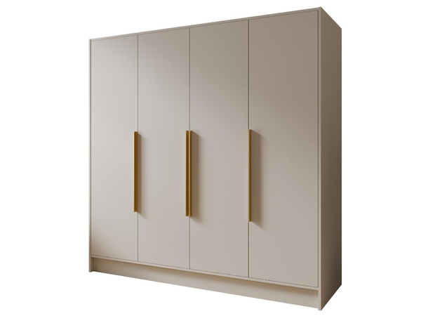 Kleiderschrank 200 cm Perugia Kaschmir mit goldenen Griffen