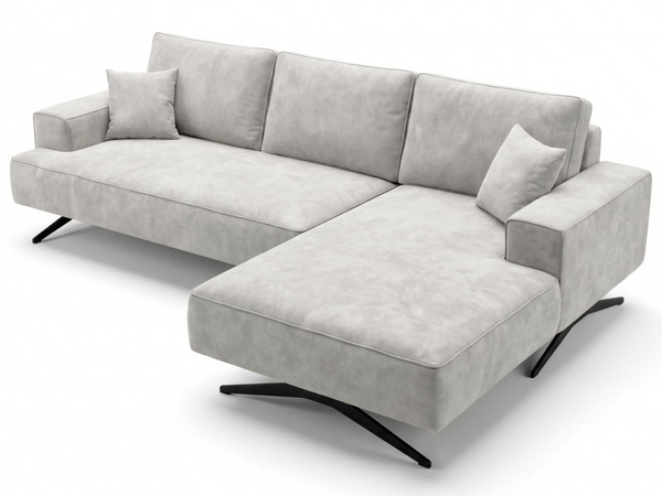 Ecksofa L-Form auf Metallbeinen Leto Rechts Grau