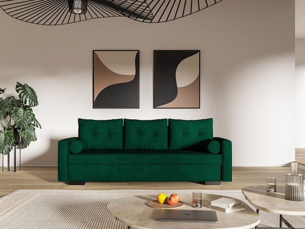 Schlafsofa mit Bettfunktion und Bettkasten Pori Grün