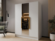 Kleiderschrank mit Spiegel 150 cm Lucca Weiß mit goldenen Griffen